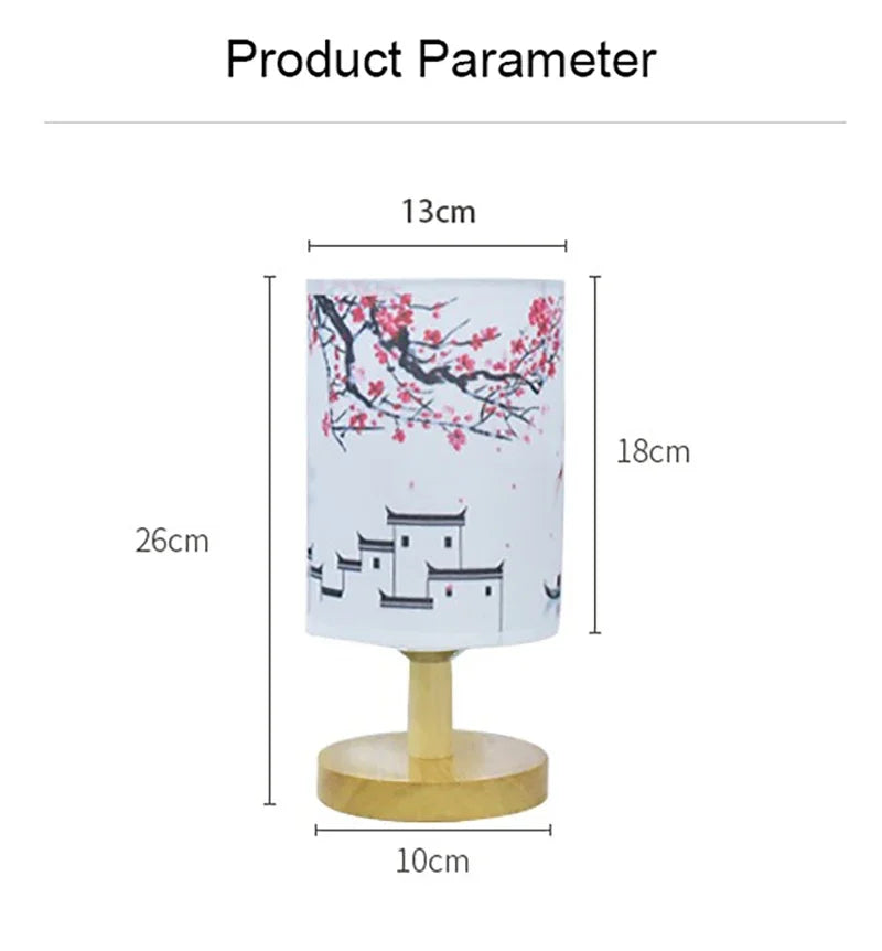 LED Table Lamps Decoration Plum Blossom Desk Dimmable EU Plug Night Light Chinese Style Fabric Simple  Bedroom Bedside Lights