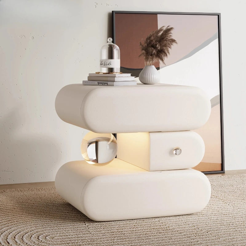 Luxury high-end Bedside tables Cream style solid wood Modern elegant Chest of drawers High end minimalism bedroom furniture