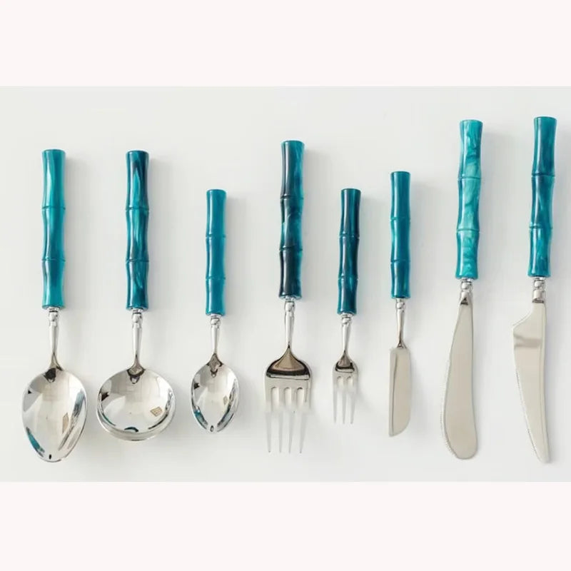 GH off-white acrylic handle 304 stainless steel cutlery cutlery knife fork spoon restaurant hotel high-end exquisite set