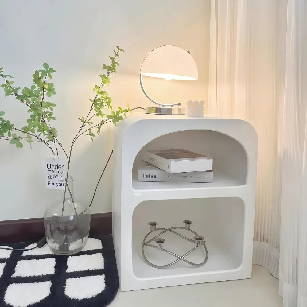 21.6 Inch Modern Nightstand - Two Tier Storage, Compact Bedside Table for Home Office or Bedroom Corner, Ready to Use