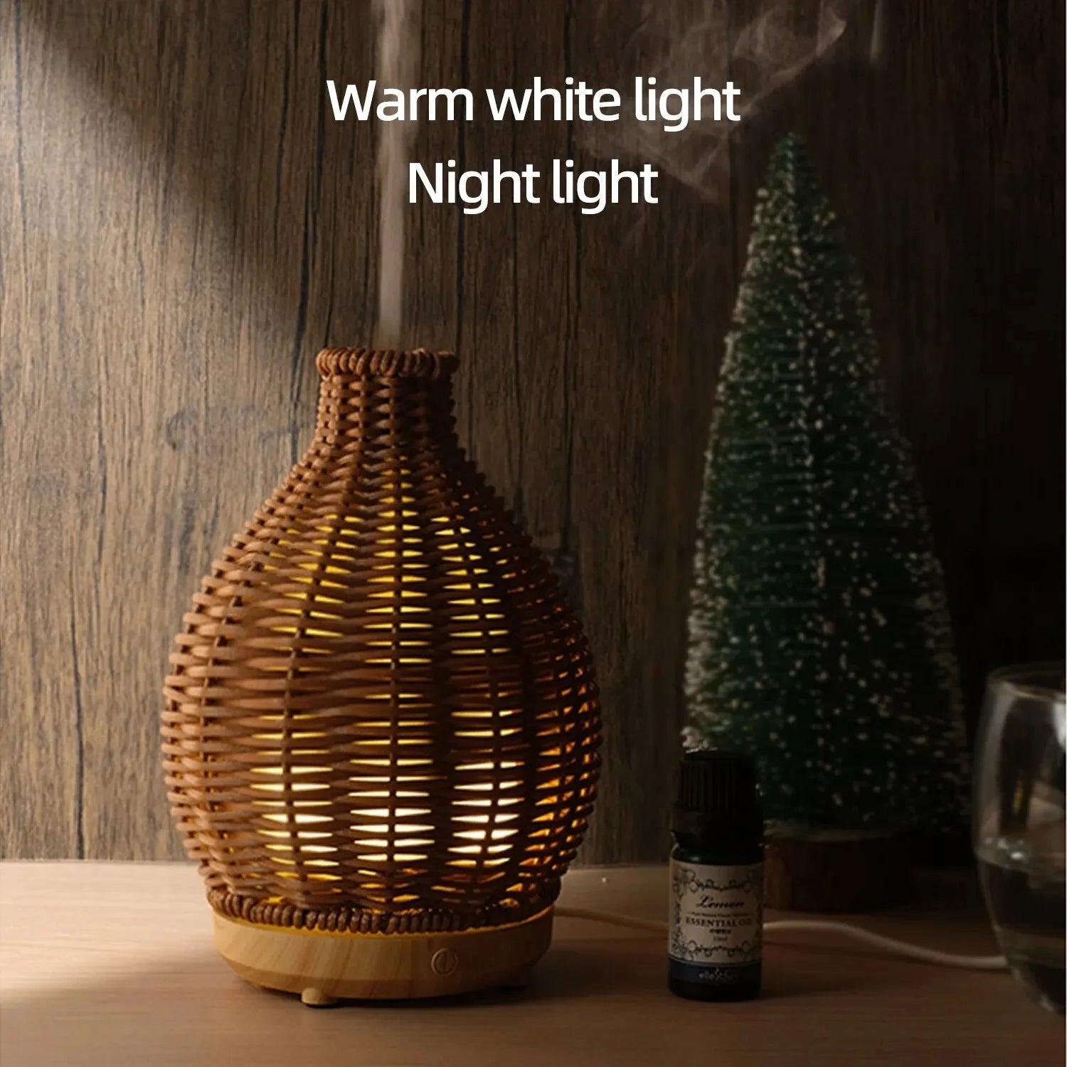 Wood Weave Vase Humidifier Aromatherapy Household Vase Air Humidifier Ultrasonic Mute Colorful Humidifier Spray Instrumen