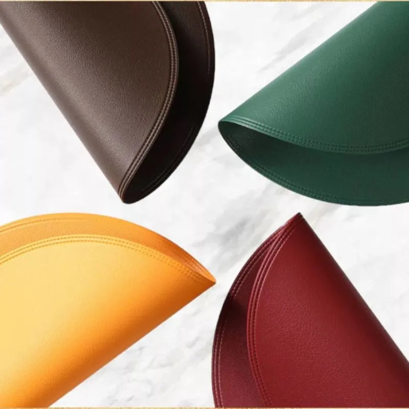 Faux Leather Round Placemats – Insulated Table Mats (1 / 4 / 6 Pack)