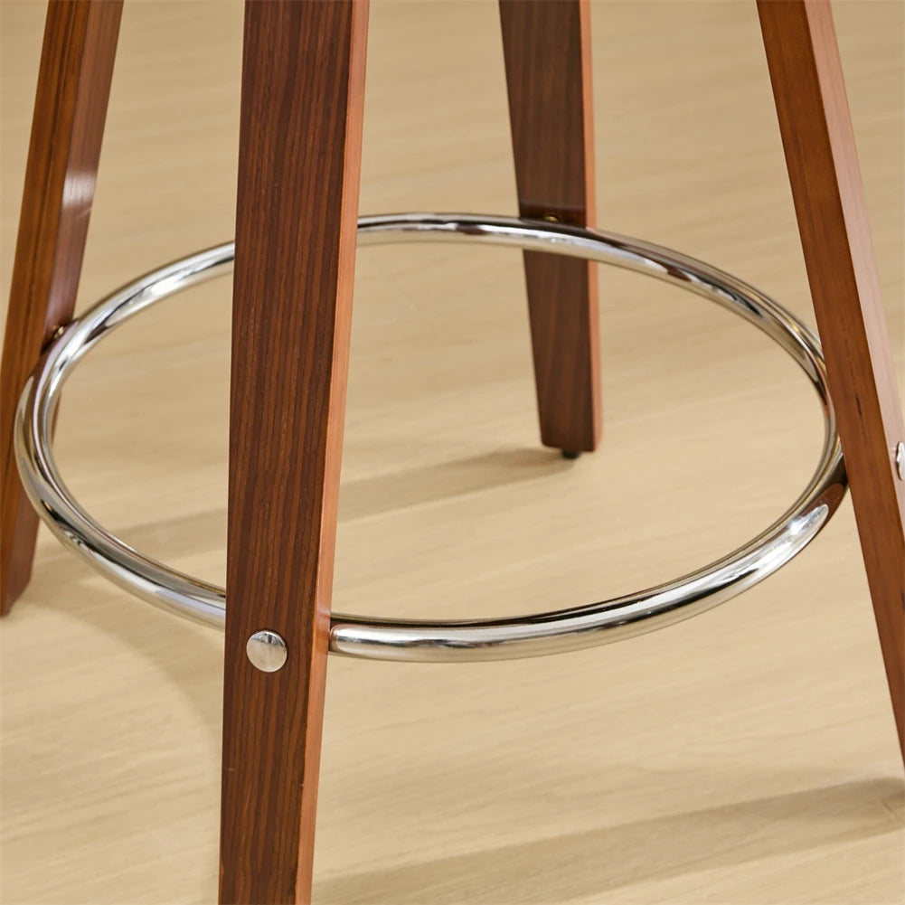 Swivel Bar Pub Stools with Low Back – Wood Legs (Set of 2)