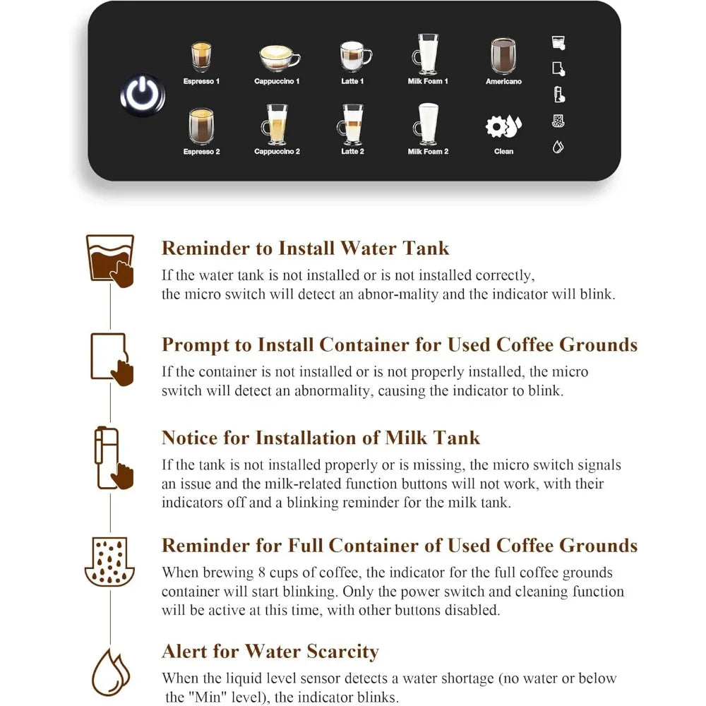 Fully Automatic Espresso Machine – 12-Cup Coffee Maker with One-Touch Cappuccino, Latte & Espresso