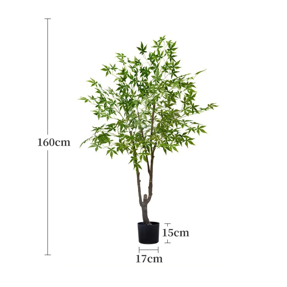 Artificial Maple Tree Red Maple Fake Tree Large Indoor Potted Plant Home Living Room Window Display Decoration Floor Greenery