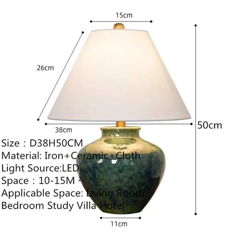 Contemporary Luxury Ceramic Table Lamp LEDAmerican Retro Creativity Living Room Bedroom Study Villa Hotel Bedside Desk Light