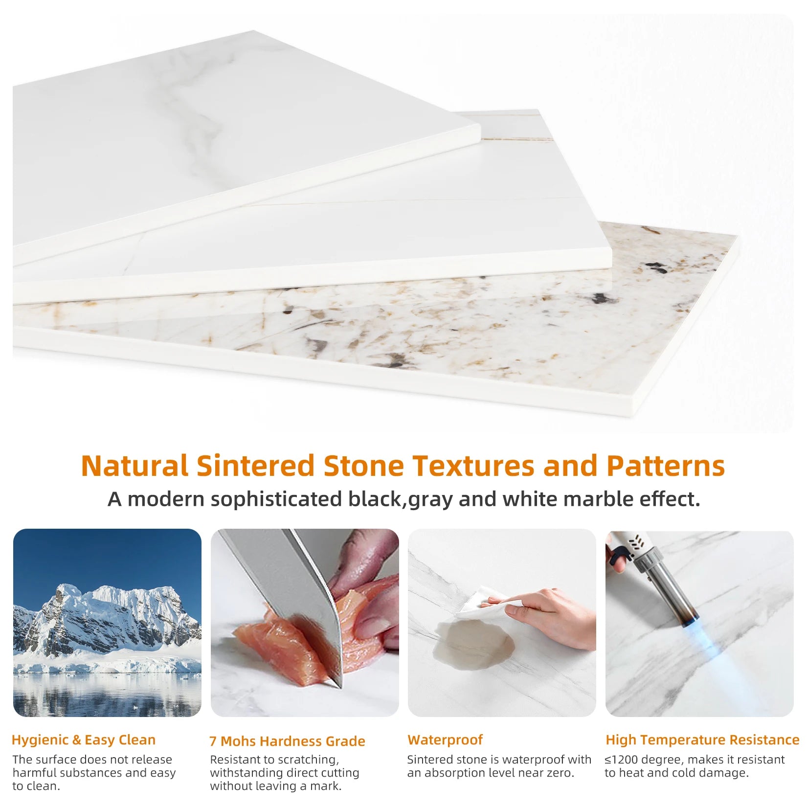 2 Tier Marble Effect Coffee Table Large Sofa Side End Table Golden Metal Frame