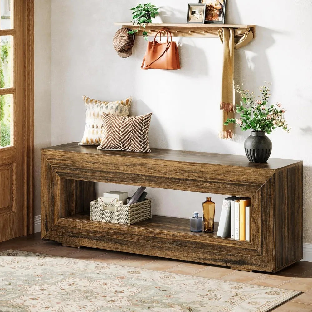 63" Farmhouse Console Table, Narrow Entryway Sofa Table for Behind Couch, Long Sofa Station, Retro Wooden Entryway Accent