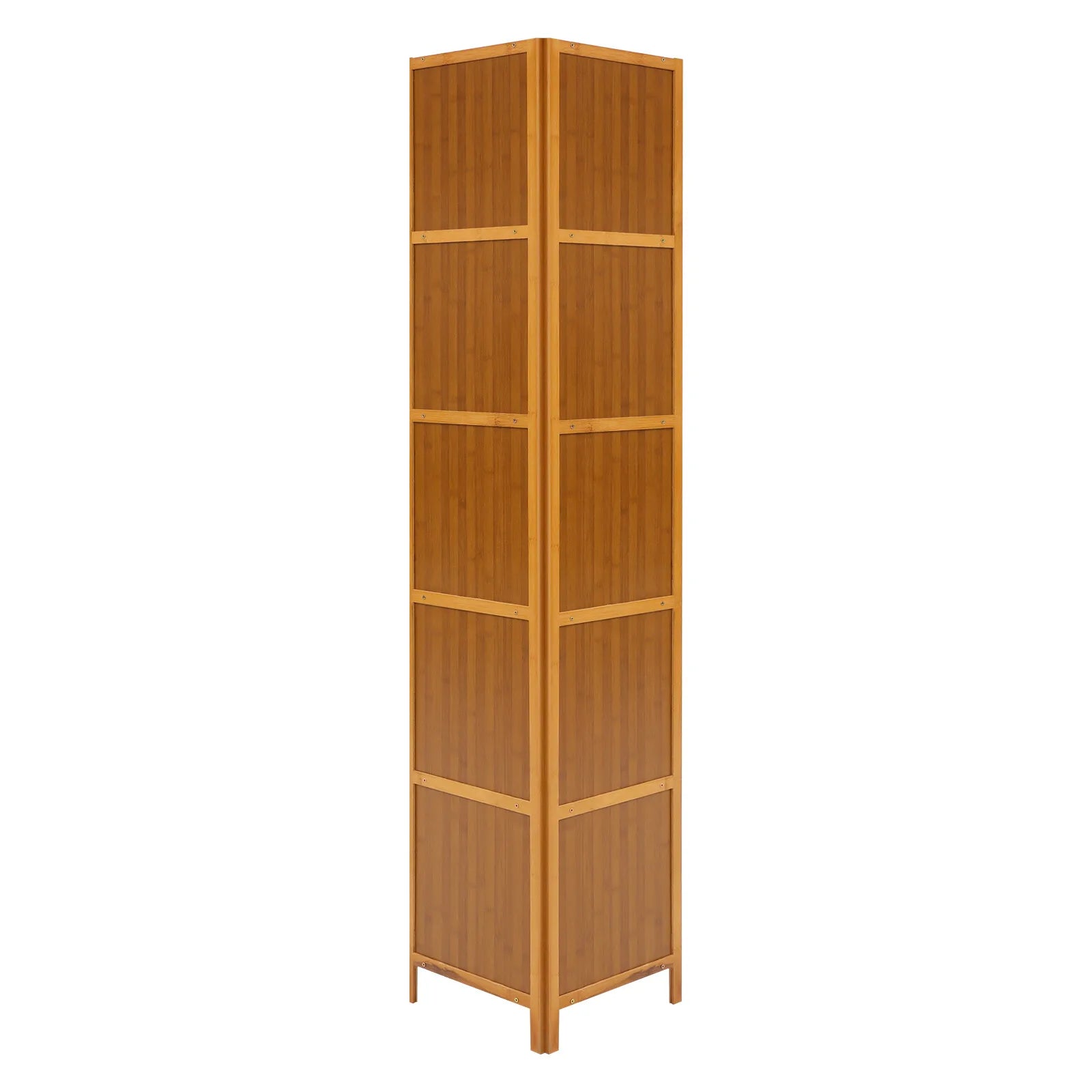 Brown Bamboo Corner Bookshelf – 5-Tier A-Shape Storage Shelf (169 cm)