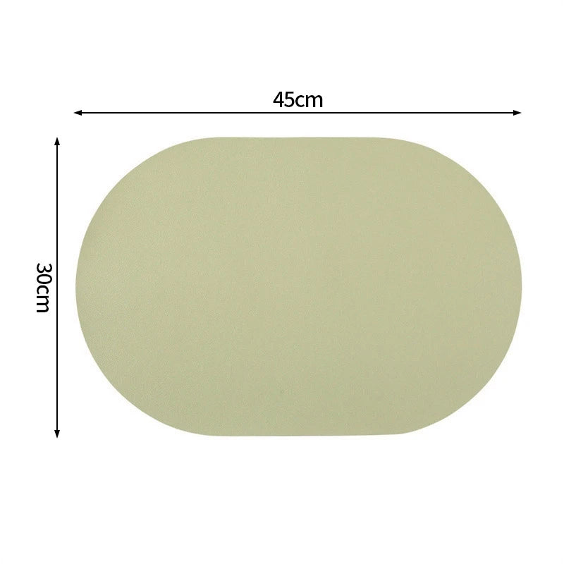 Oval Kitchen Placemats Faux Leather Table Coffee Mats Oil-Proof Waterproof Kitchen Place Mats Dining Home Kitchen Table Decor