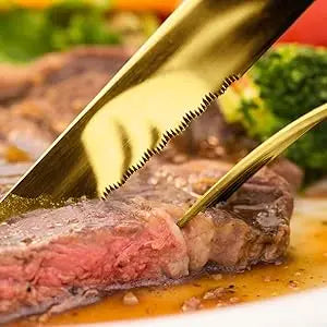 72-Pcs Gold Silverware Sets, Flatware Set with Steak Knives, Stainless Steel Cutlery Set, Include Forks Spoons and Knives Set.