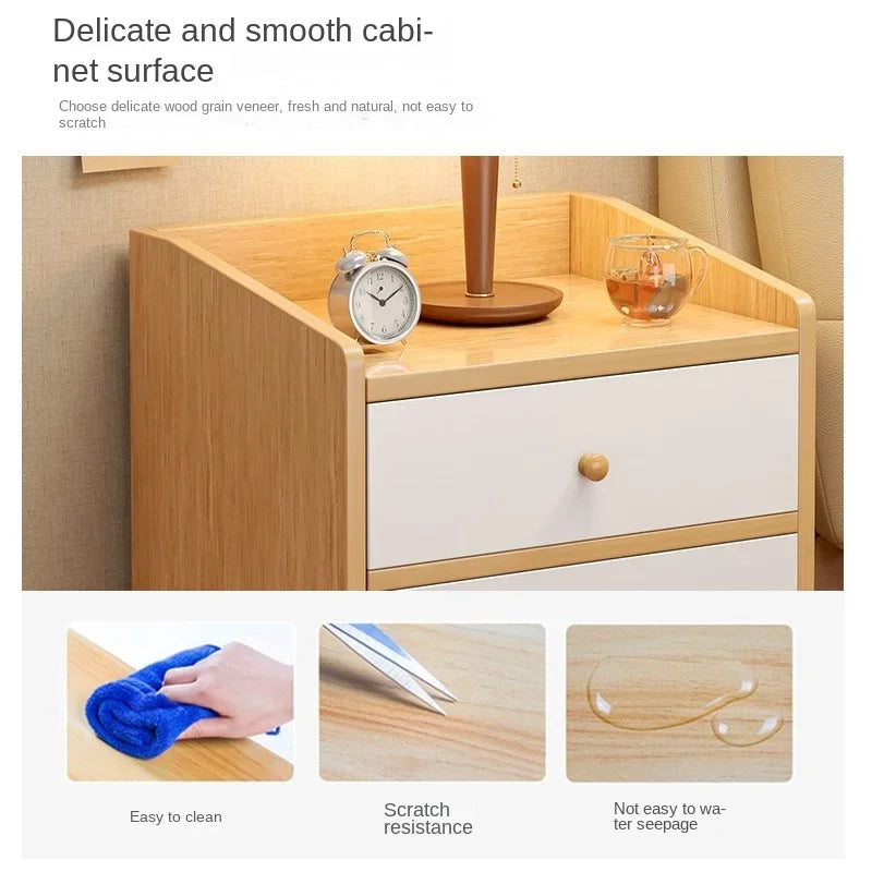 Wuli House Bedside Cabinet – Solid Wood Storage Nightstand