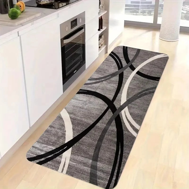 VIKAMA Minimalist Geometric Rug Durable Slip Resistant Water Absorbent Kitchen Living Room Foyer Balcony Rug Home Decor