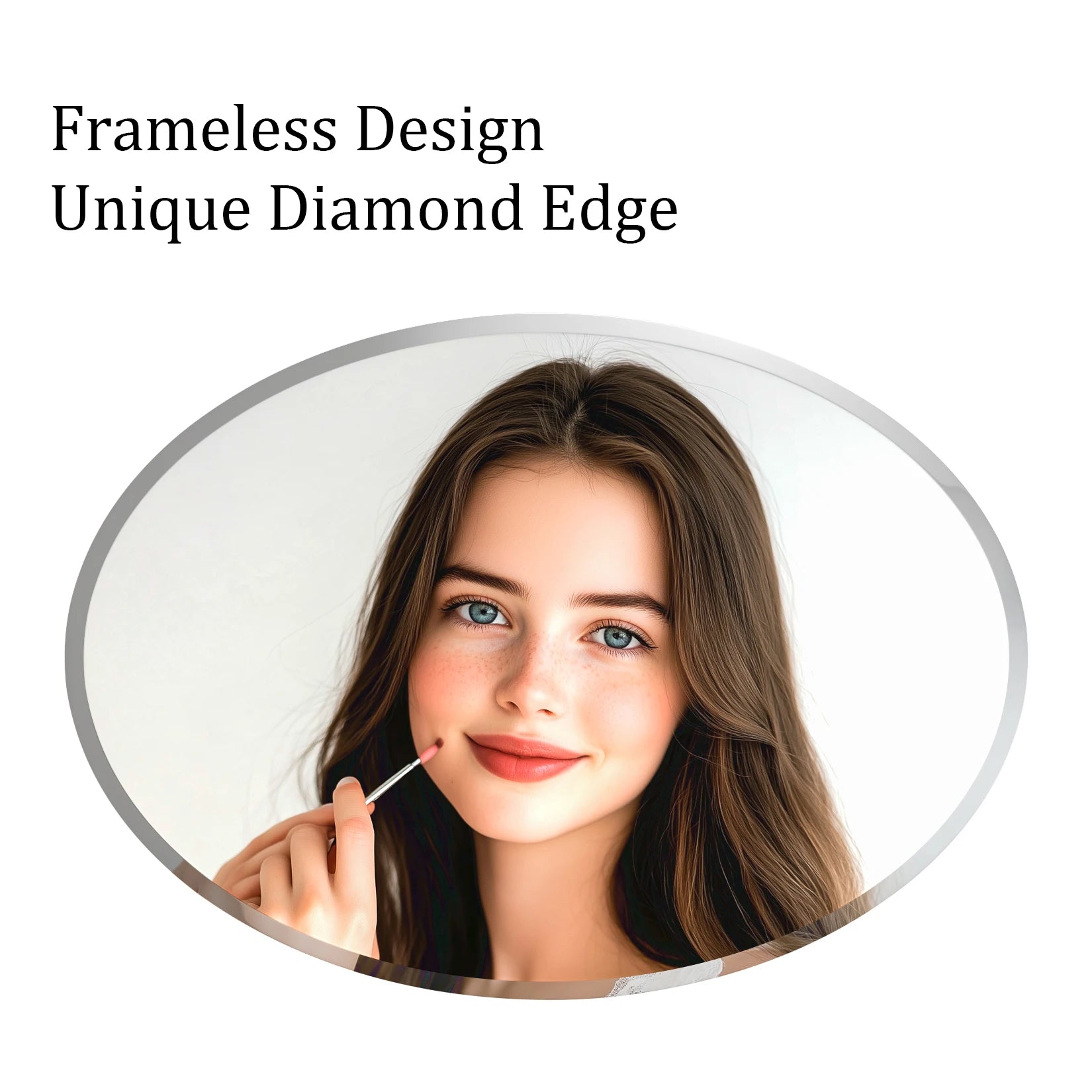 50/60CM Oval Mirror for Bathroom Entryway Living Room Beveled Edge Frameless Vanity Makeup Mirror Horizontal or Vertical