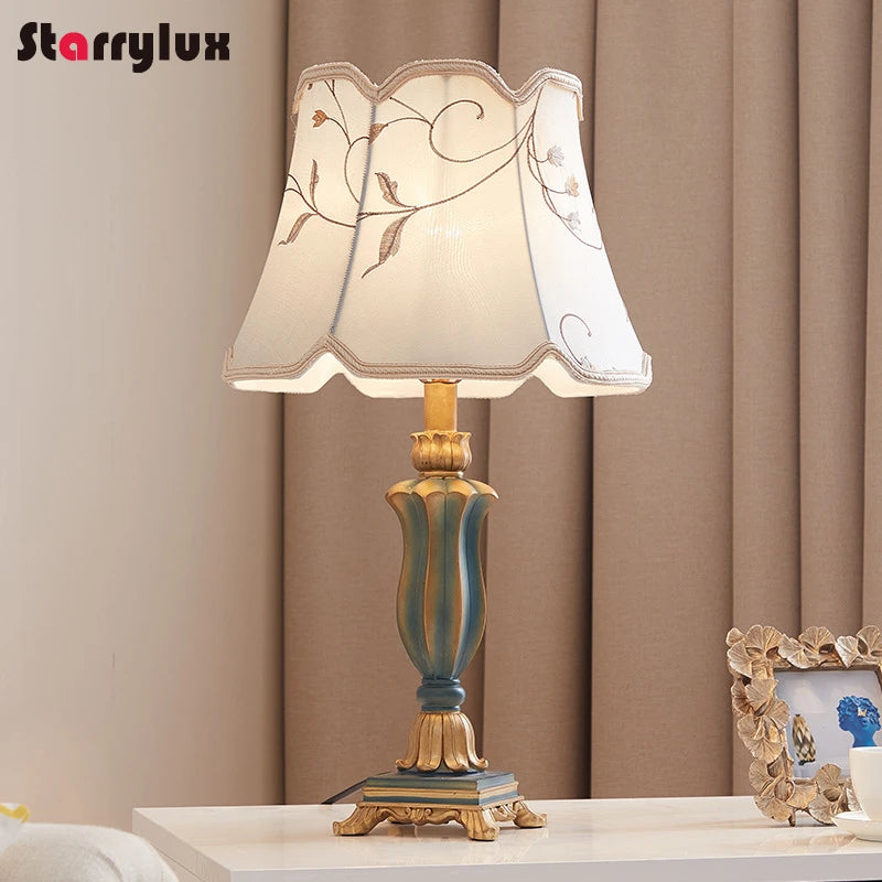 European Luxury Vintage Table Lamp American Classic Bedside Lamps Romantic Wedding Room Decor