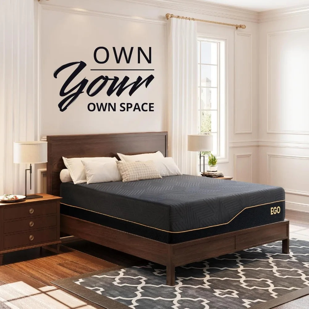 EGOHOME 14 inch Firm Queen Mattress, Memory Foam Mattress with Cooling Cover, Bed in a Box, CertiPUR-US Certified, Breathable an