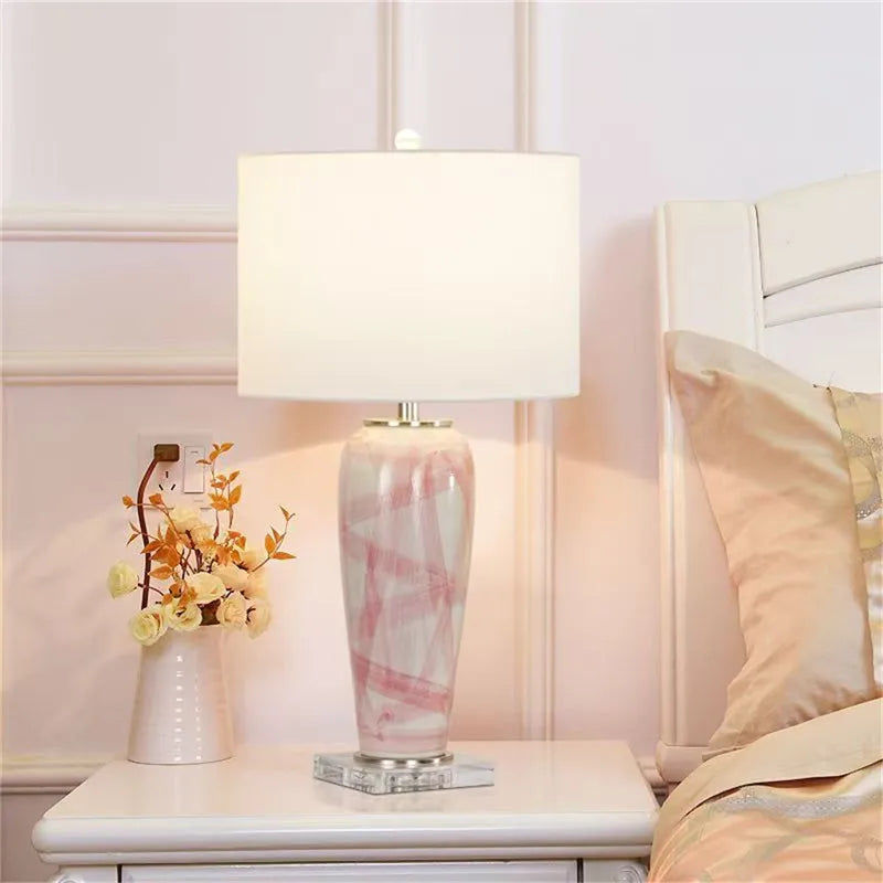 Contemporary Luxury Ceramic Table Lamp LED American Creativity Living Room Bedroom Study Villa Hotel Bedside Desk Light