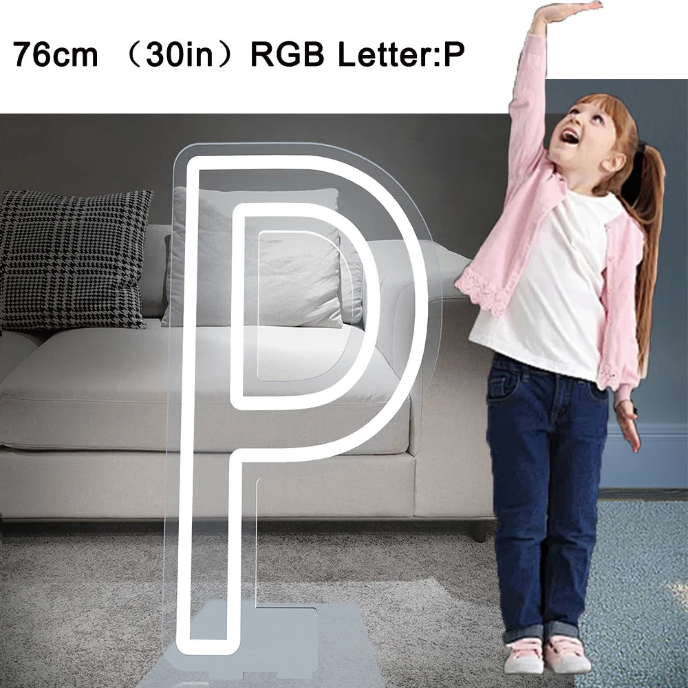 76cm Large Light up Letter Sign 26 Alphabet Stand up Lighting for Wedding Birthday Party Home Bar Decor