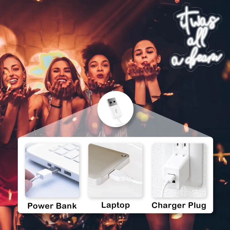 It was all a dream Neon Signs Custom LED Neon Lights Sign Club Office Hotel Pub Wall Decor 5/12V USB Bedroom Wedding Happy Neon