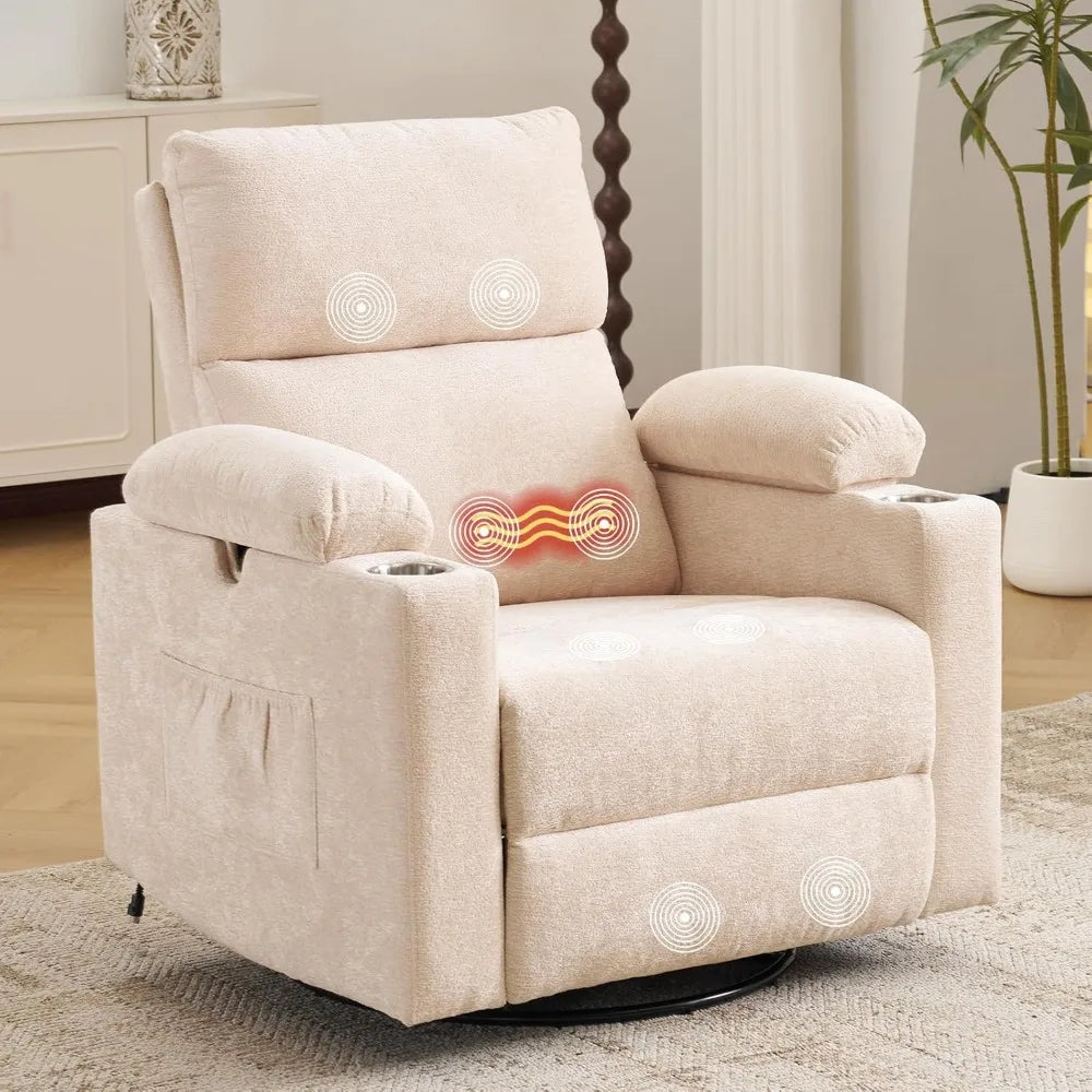 Electric Glider Recliner Rocking Chair Nursery with Adjustable Armrests Power Swivel Recliner for Breastfeeding Comfortable Nurs