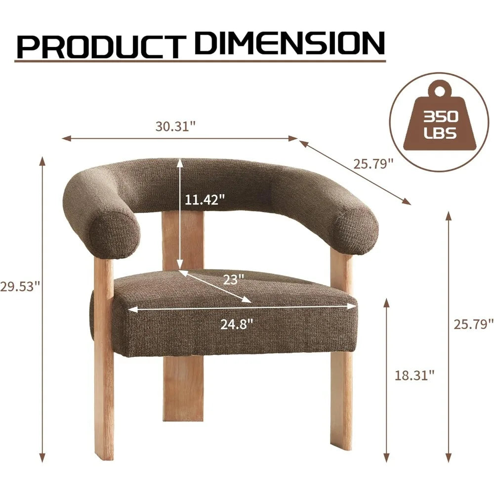 Modern Upholstered Barrel Accent Chair – Living Room Armchair with Solid Wood Legs