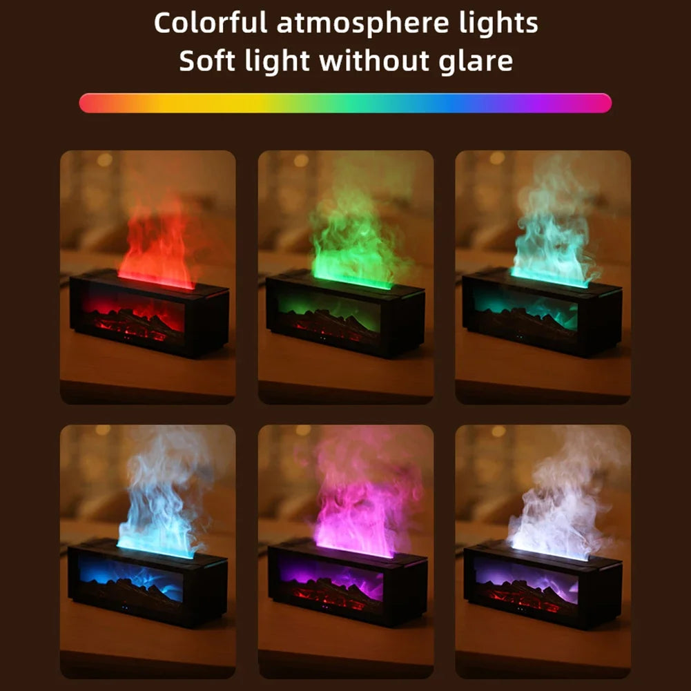 Air Humidifier Essential Oil Diffuser Flame Aroma Humidifier Home Room Fragrance Diffuser with LED Light Aromatherapy Diffuser