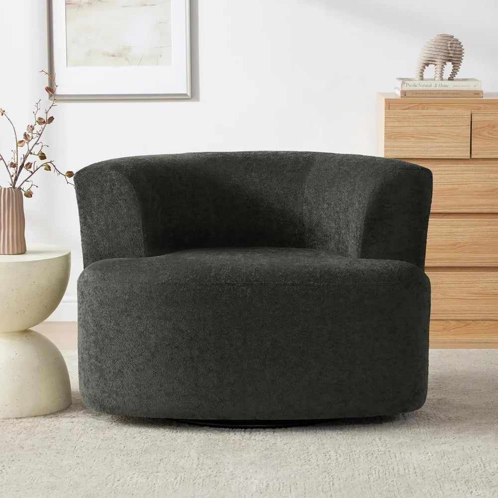 360° Swivel Accent Armchair – Lambswool Upholstered Lounge Chair