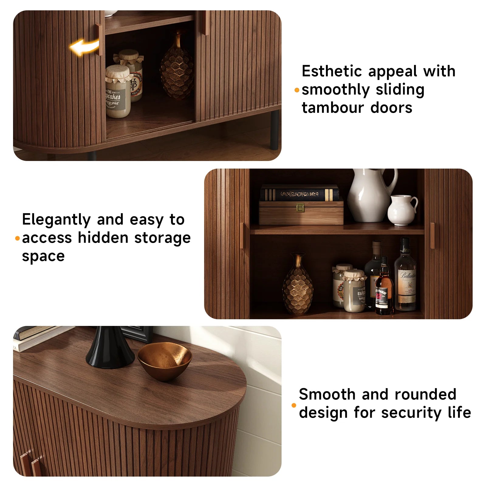 Sideboard Buffet Cabinet with Sliding Door, Storage Cabinet & Adjustable Shelf, Coffee Bar Cabinet Console Table