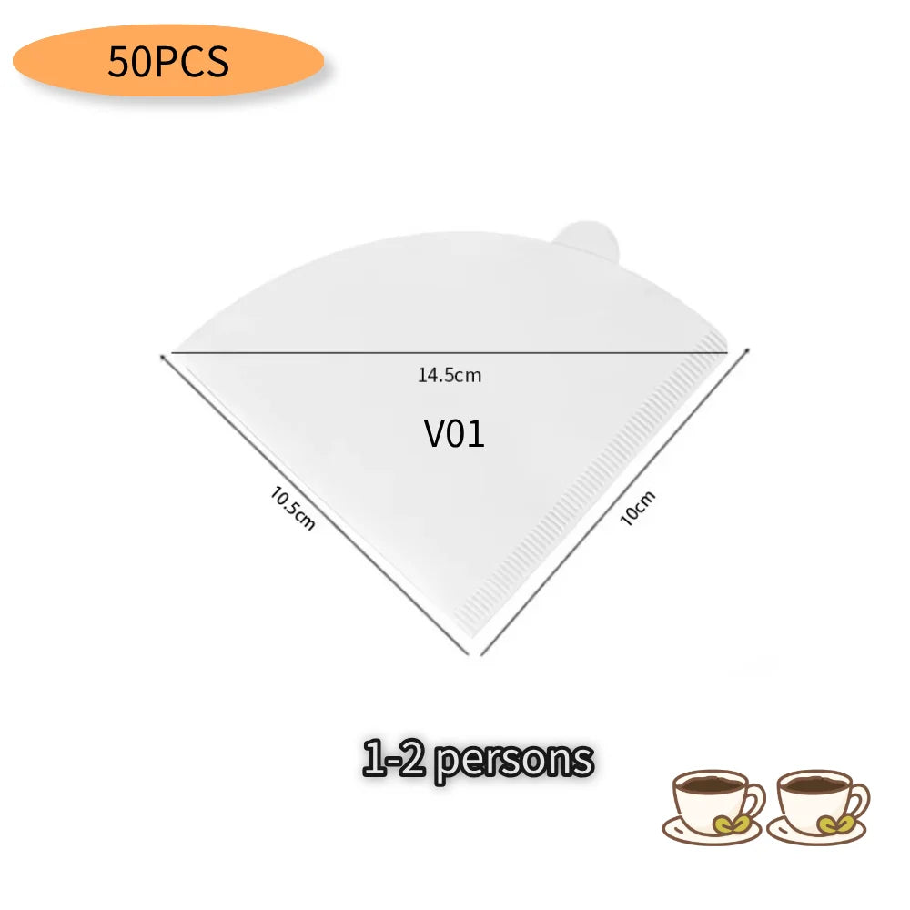 V-Shaped Disposable Coffee Filter Paper Bags – Eco-Friendly Hourglass Brewing Filters (50 / 100 Pack)