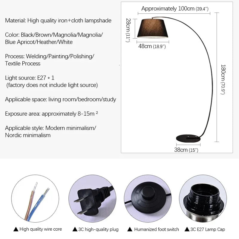 OULALA Nordic  Fishing Floor Lamp Modern Family Beside The Sofa LED Decorative Standing Light