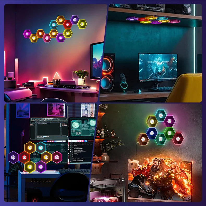 Bluetooth Quantum Lamp Smart App RGB Remote Control 5V Led Esports Atmosphere Light Background Wall Bedroom DIY Decor Wall Lamp