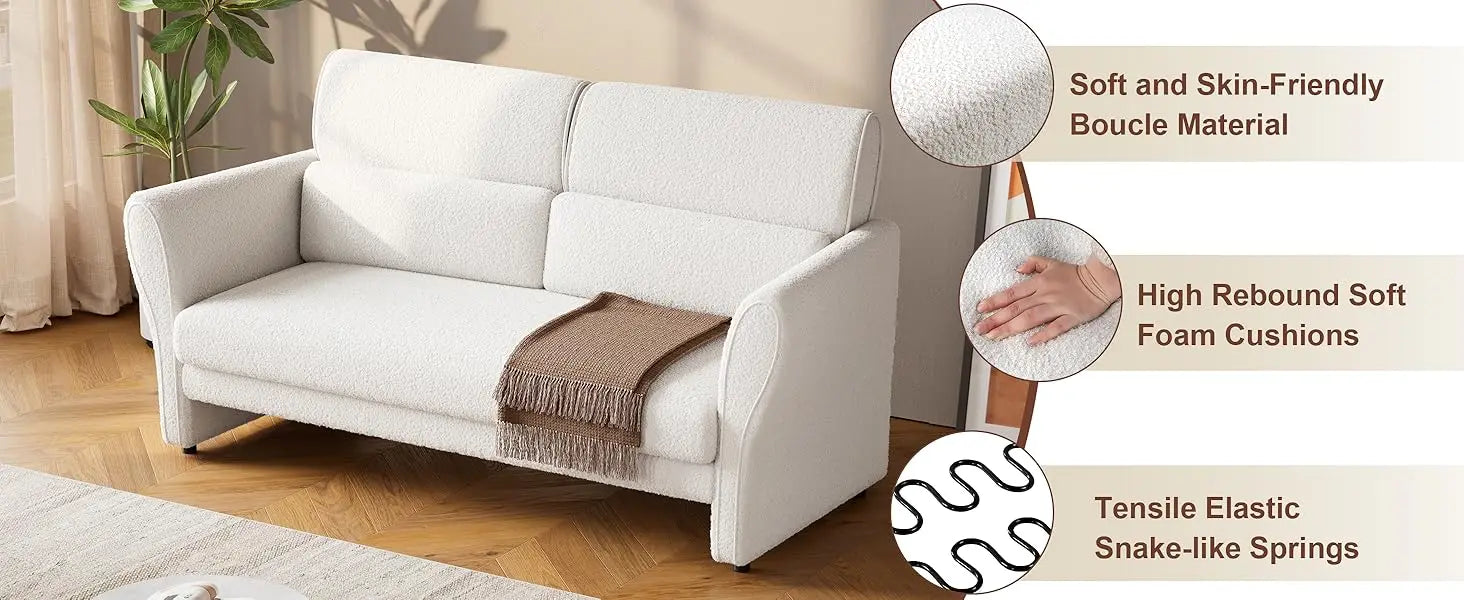 Modern Sherpa Bouclé Accent Chair – Upholstered Reading Lounge Armchair