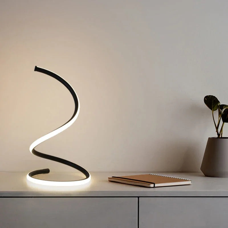 Modern Spiral LED Table Lamp Dimmable Touch Control Night Light for Bedroom Bedside Living Room Office Home Decora Table Lamp