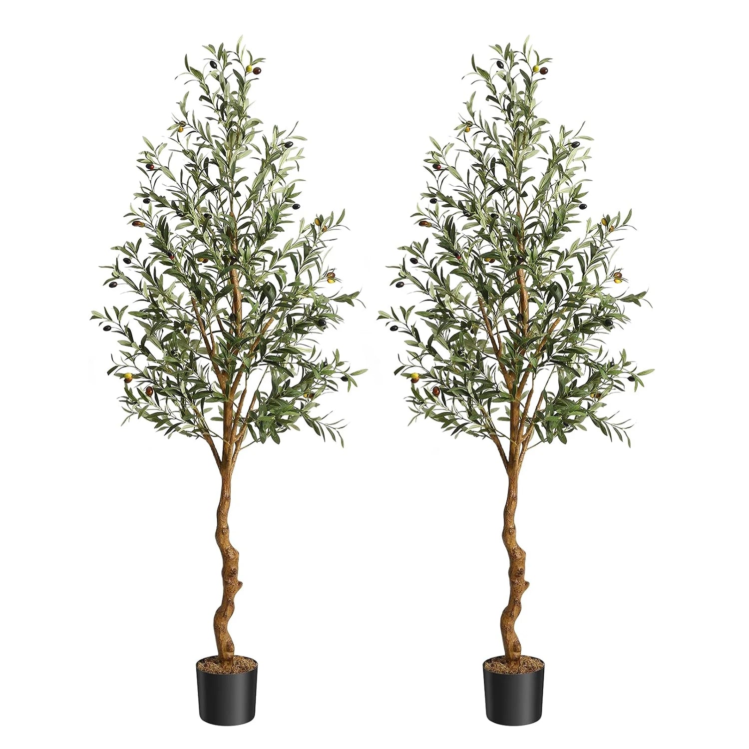 1Pc/2Pcs Artificial Olive Tree 4ft / 5ft / 6ft, Large Artificial Plants Fake Plastic Plants in Pot for Home Bedroom Decor