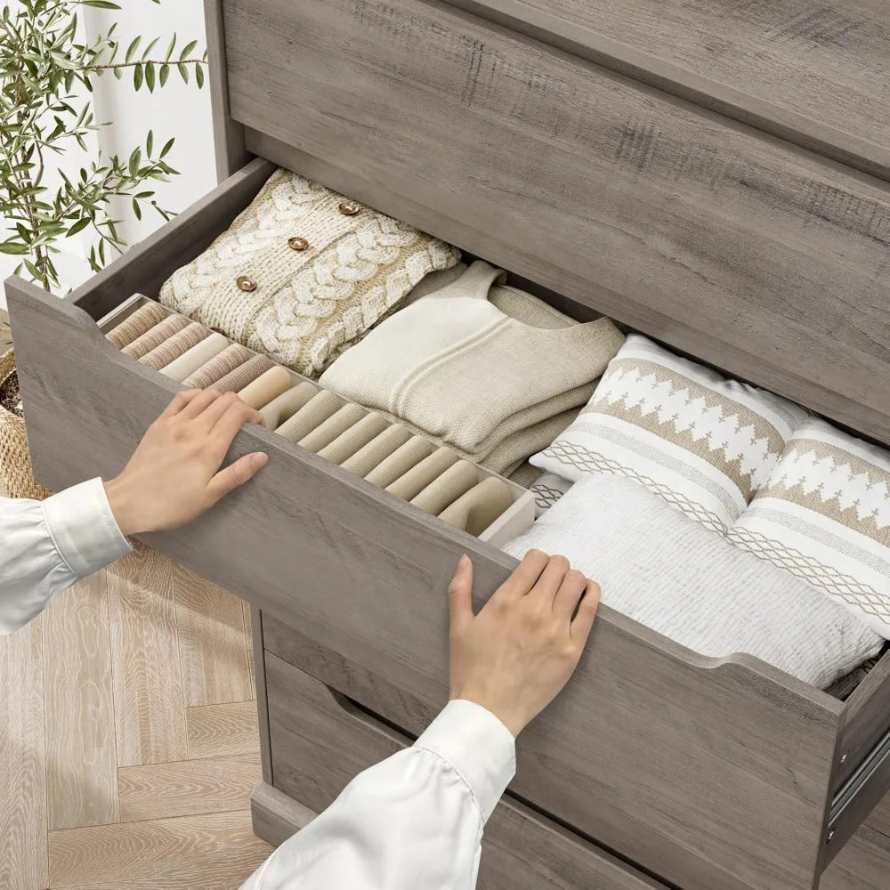 HOSTACK 43.3 Inch Tall Modern 5 Drawer Dresser for Bedroom – Wood Clothes Storage Organizer