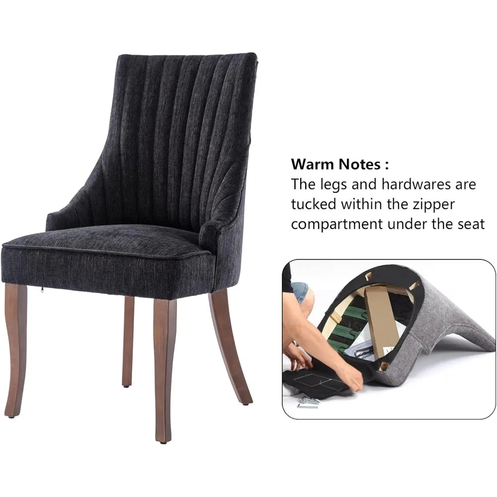 Channel-Tufted Accent Chairs – Set of 2 Upholstered Fabric Armchairs