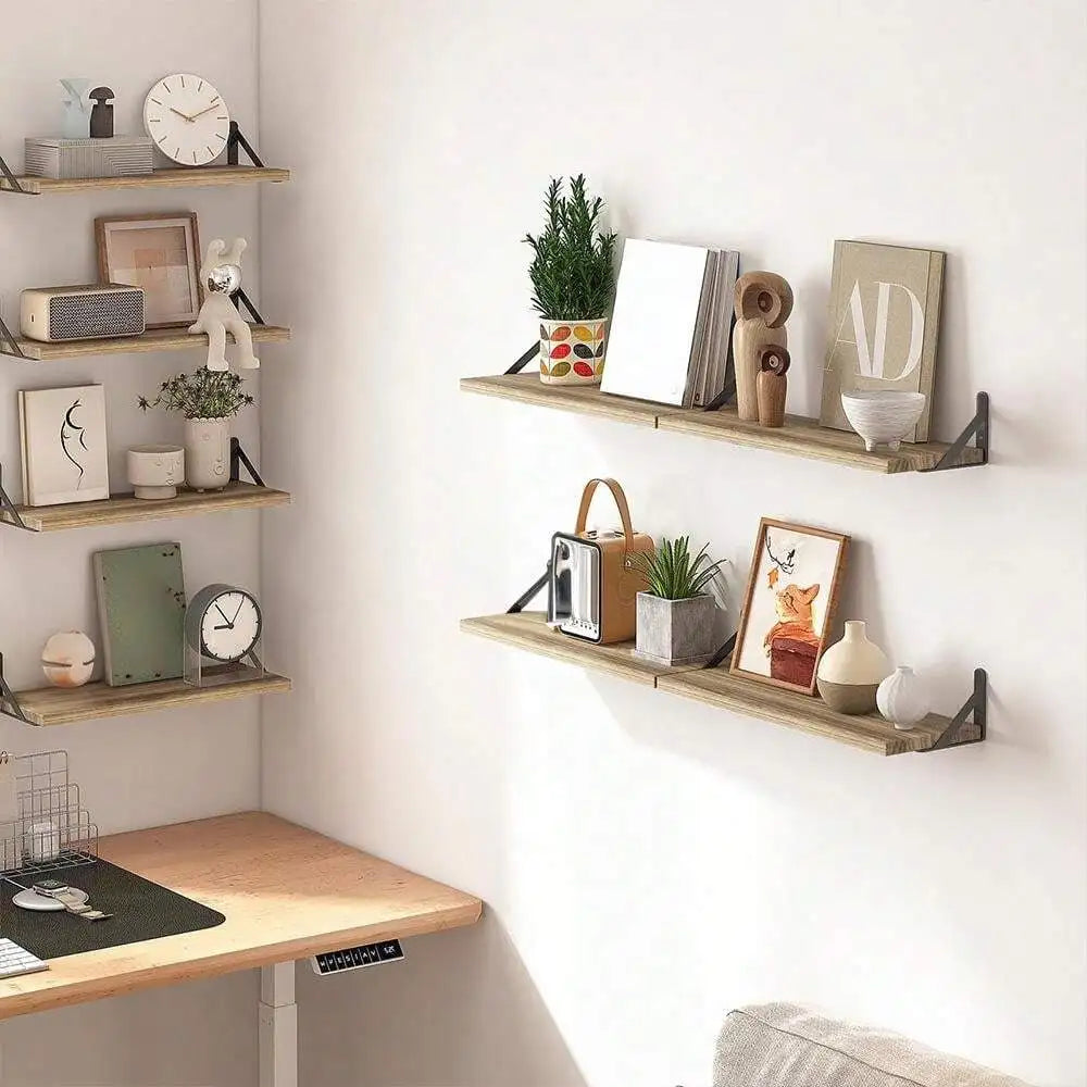 Superlele 5/8pcs Floating Wall Shelves: Multi-Hue Racks for Plants, Photos & Trophies