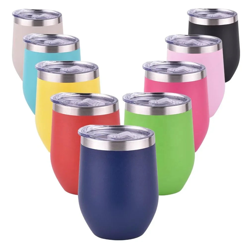 Stemless 12oz Insulated Wine Tumbler – Double-Wall Stainless Steel Travel Cup