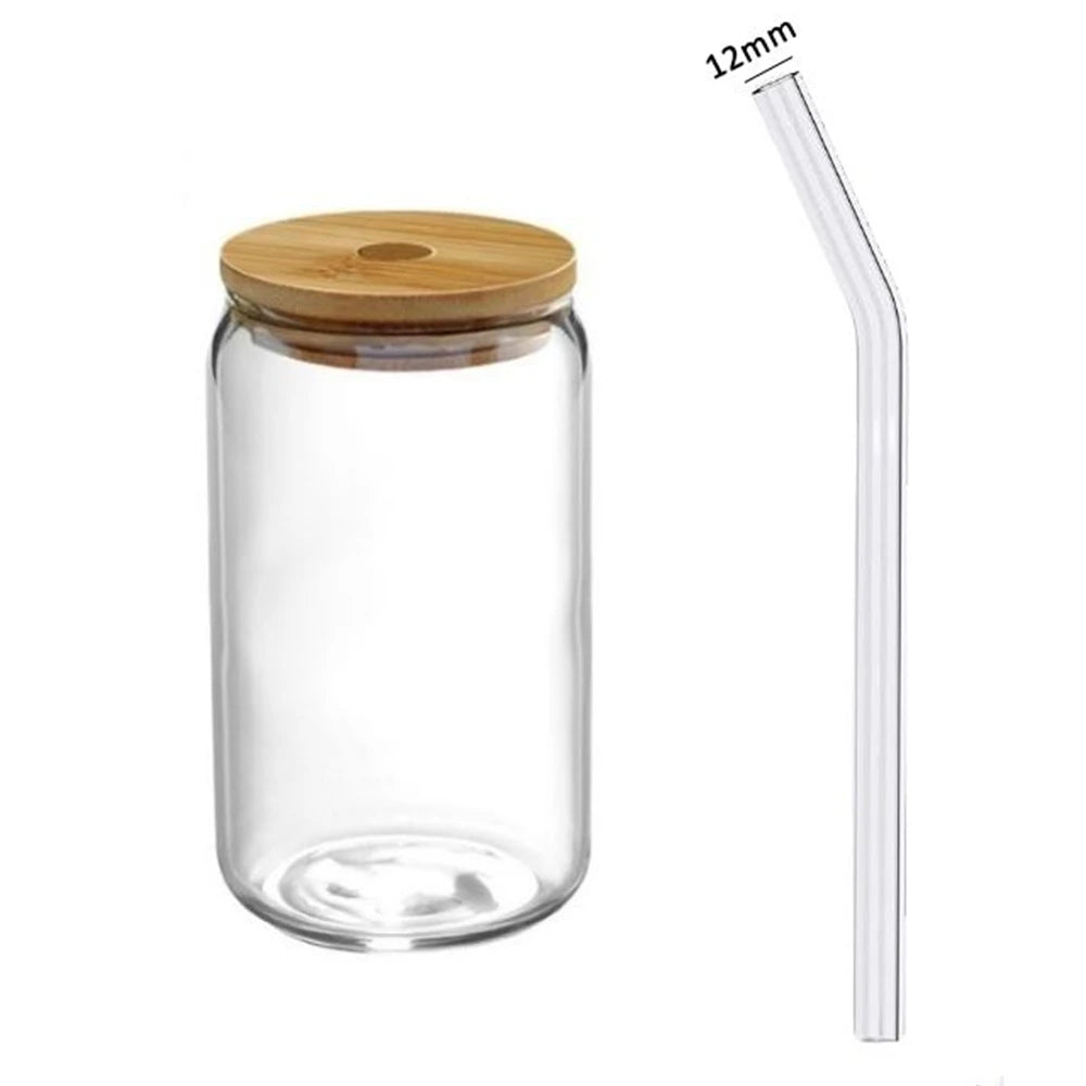 Glass Cup with Lid and Straw – Borosilicate Drinkware Set (1 / 4 / 6)