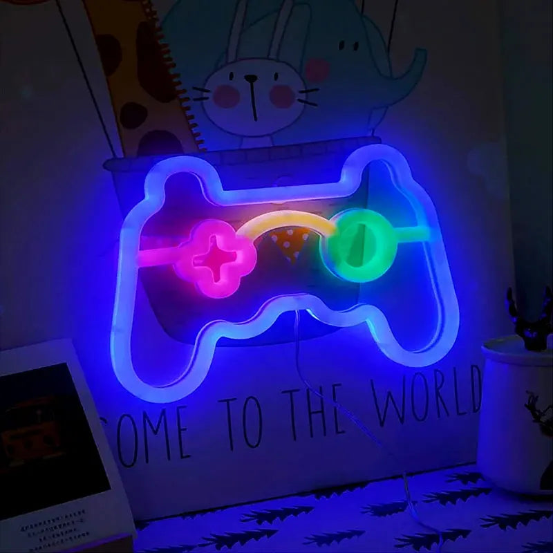 LED Game Neon Sign Gamepad Controller Neon Signs Gaming Wall Lights Decor for Game Room Gift Camping Children Room Party Decor
