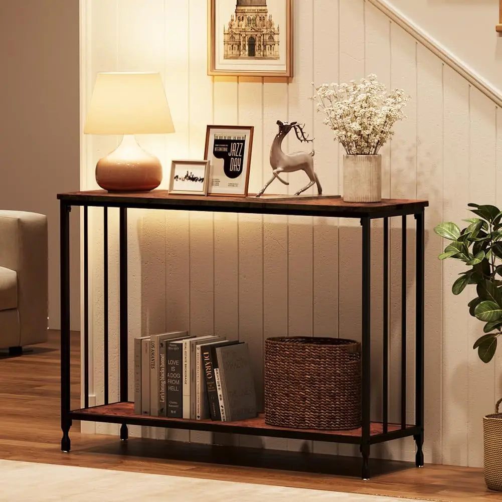 Console Table 105cm Sofa Tables Narrow Entryway Table Metal Frame Behind Couch Table for Living Room Foyer Hallway Bedroom