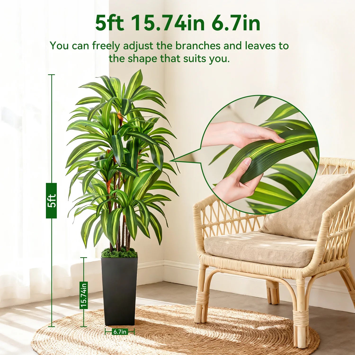 5 feet artificial Brazilian tree with potted artificial tree with artificial plant greening fake tree suitable for home use