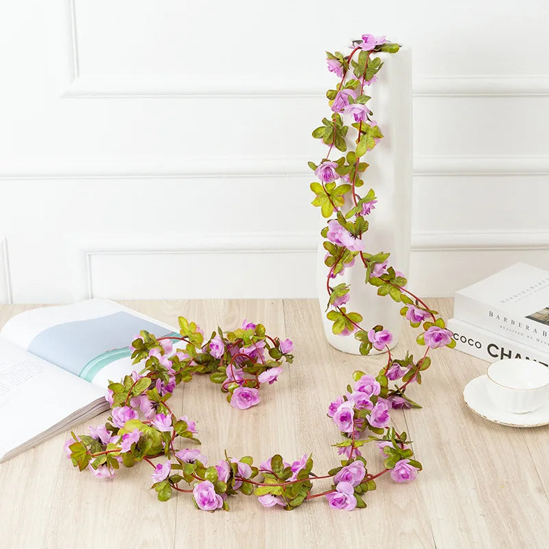 6Pcs Fake Rose Vine Flowers Artificial Flower Home Hotel Wedding Party Garden Art Decor Garden DIY Arrangement Decoration Purple