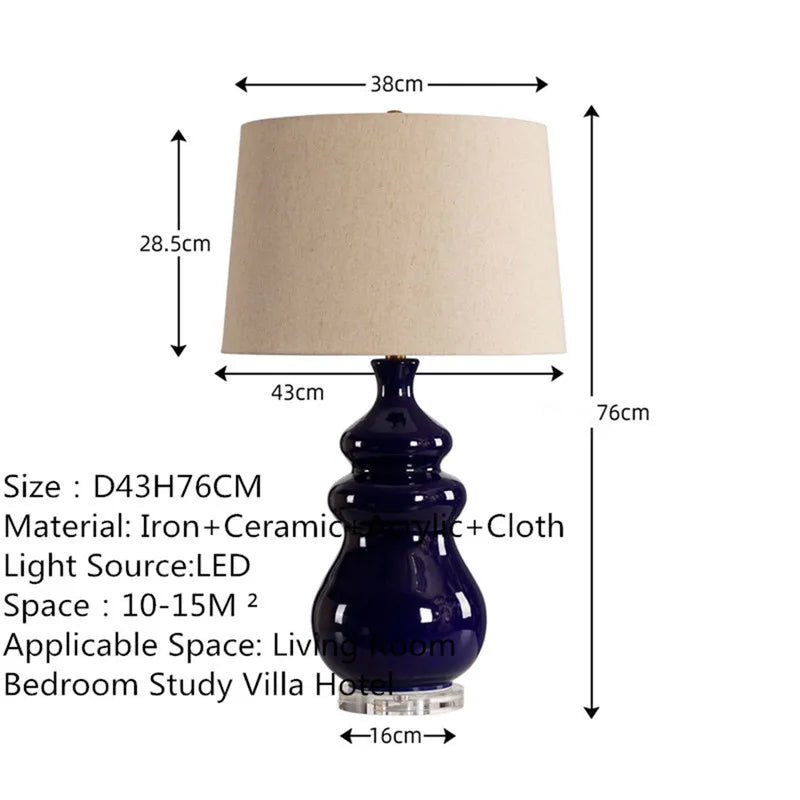 Contemporary Luxury Ceramic Table Lamp LEDAmerican Retro Creativity Living Room Bedroom Study Villa Hotel Bedside Desk Light