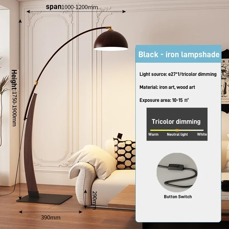 Living Room Floor Lamp Sofa Vintage Bedroom Study High-End Feel Light Luxury Fishing Lamp Home Decoration Standing LED Lighting