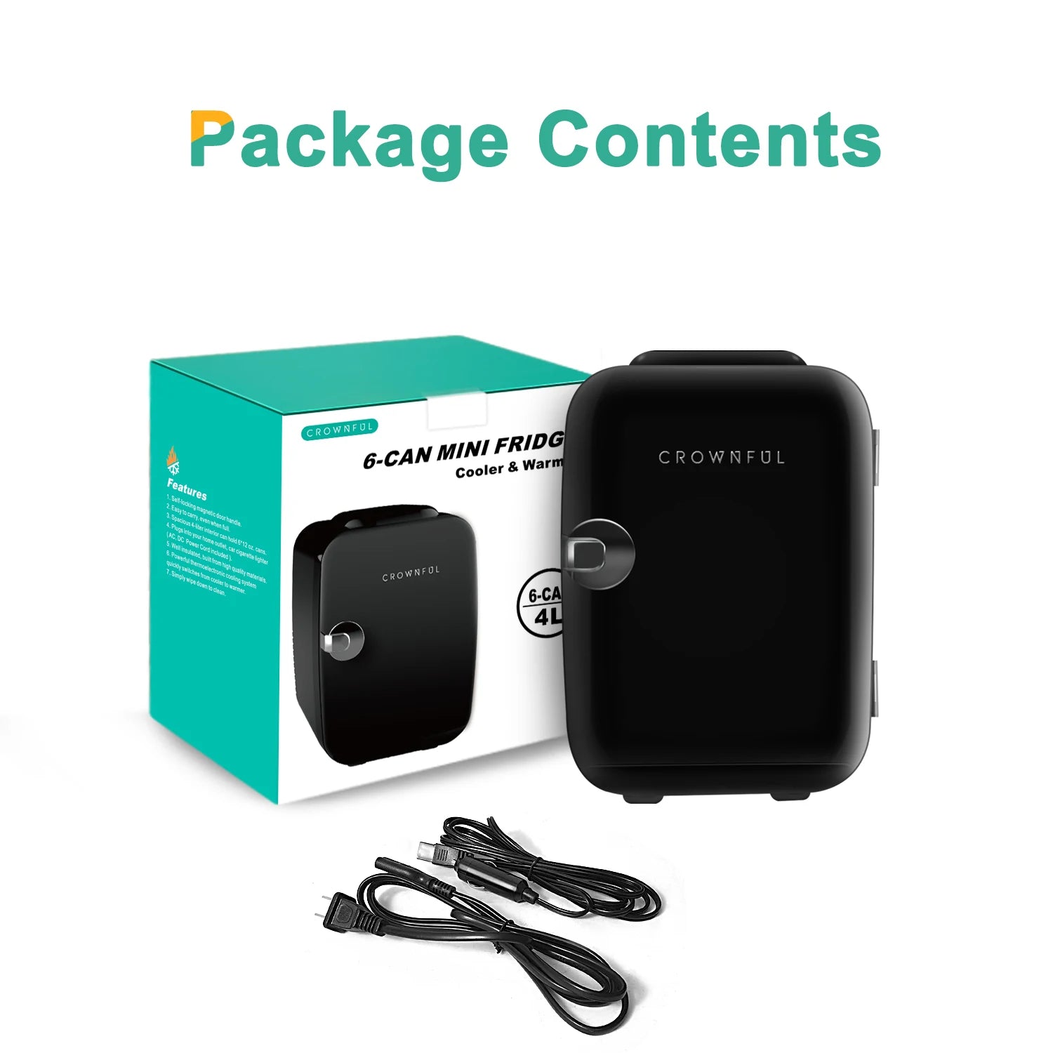 Crownful 4L Mini Fridge 110V 220V Beauty Makeup Skincare Refrigerator AC/DC Heated Cooling Beauty Refrigerator Car Mini Fridge