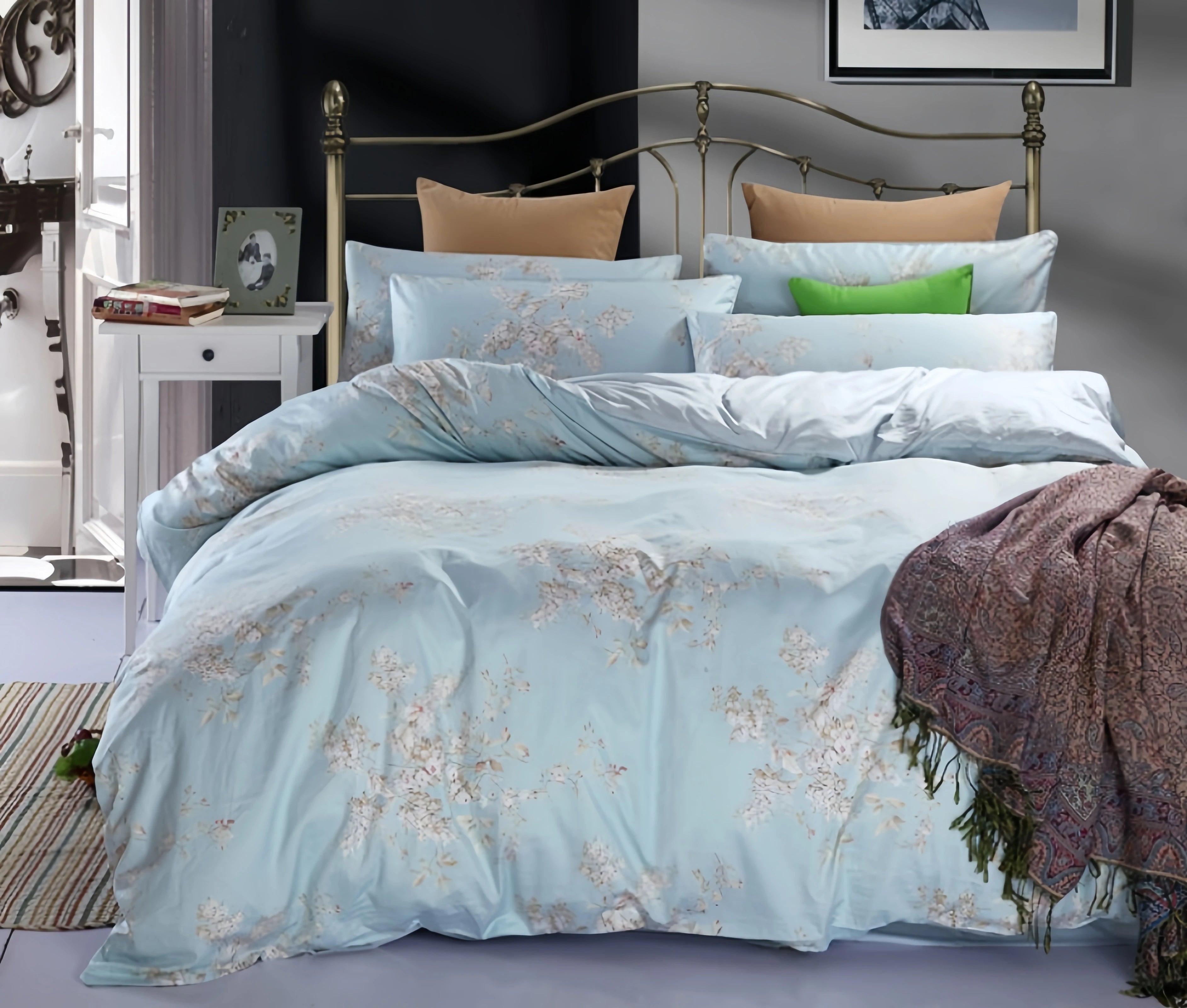 US Size Print Egyptian Cotton Bed Sheets Set, 100% Egyptian Cotton, North American country style,  Customize Size 11  To 20