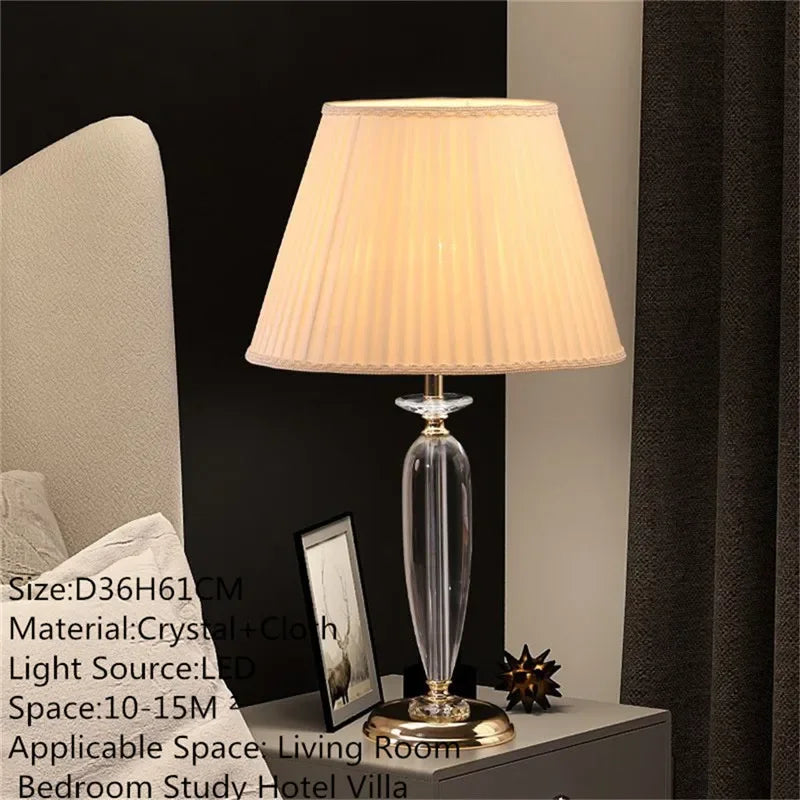 Nordic Modern Crystal Table Lamp LED Luxury Living Room Bedroom Study Villa Hotel Home Decoration Light