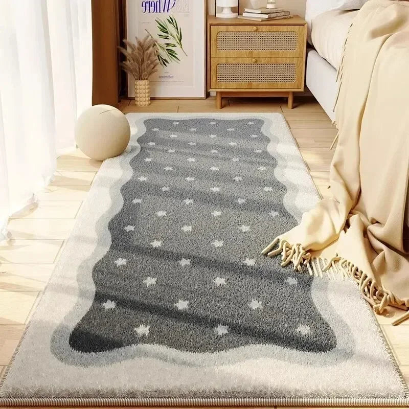 VIKAMA Simple Cream Wind Living Room Bedroom Soft Bedside Rug Home Non-slip Thickened Imitation Cashmere Carpet