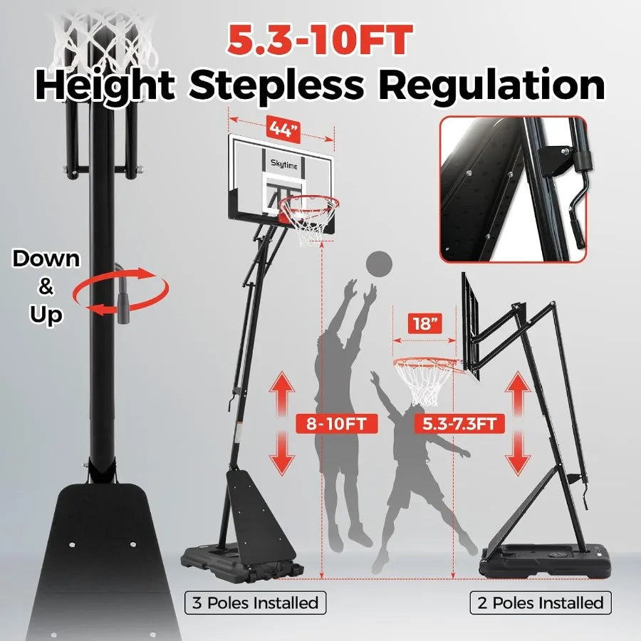 Adjustable Portable Outdoor Basketball Hoop – Stepless Height Regulation